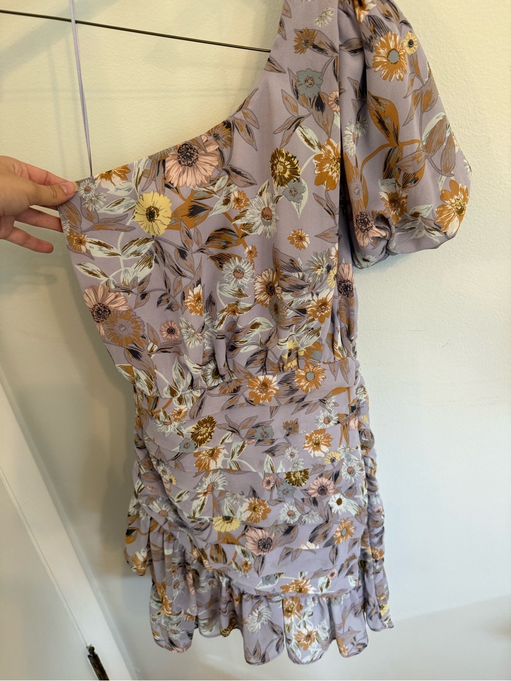 Floral One-Shoulder Ruffled Mini Dress - Picture 2 of 4